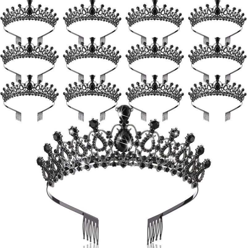 Loetere 12 Pcs Crystal Tiara and Princess Crown with Comb Crown Rhinestone Women Girls Tiara Headpiece Queen Hair Accessories for Birthday Party Wedding Prom Halloween Cosplay Costume - Image 1